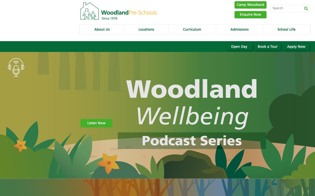Screenshot of the Home Page of THE WOODLAND KENNEDY TOWN PRE-SCHOOL